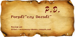 Porpáczy Dezső névjegykártya